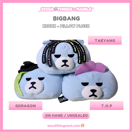 [ON HAND] Unsealed - BIGBANG - Krunk - Pillow Plush - G-Dragon, Taeyang, T.O.P